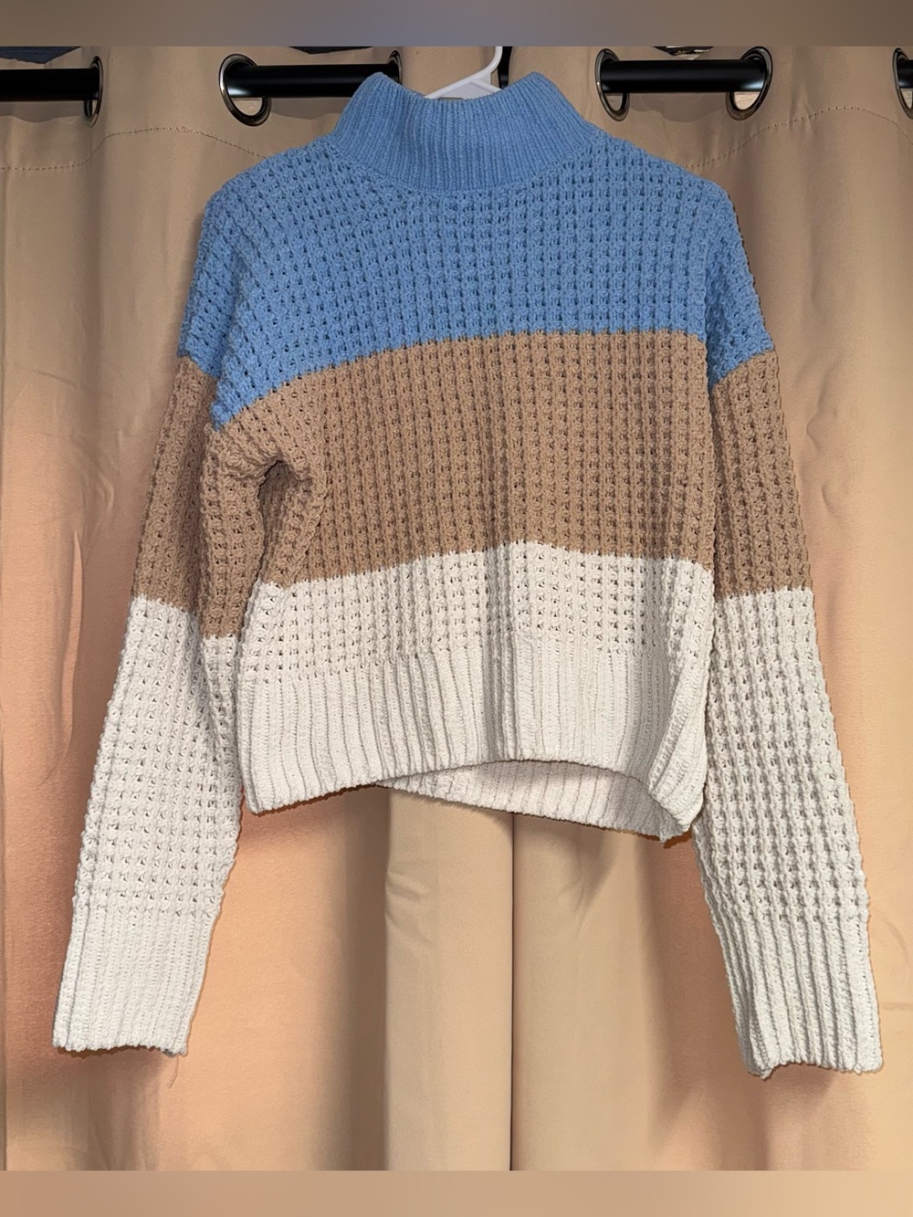 pink rose colorblock sweater